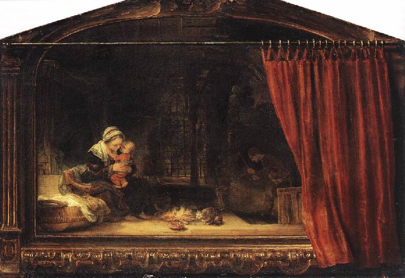 REMBRANDT Harmenszoon van Rijn The Holy Family with a Curtain China oil painting art